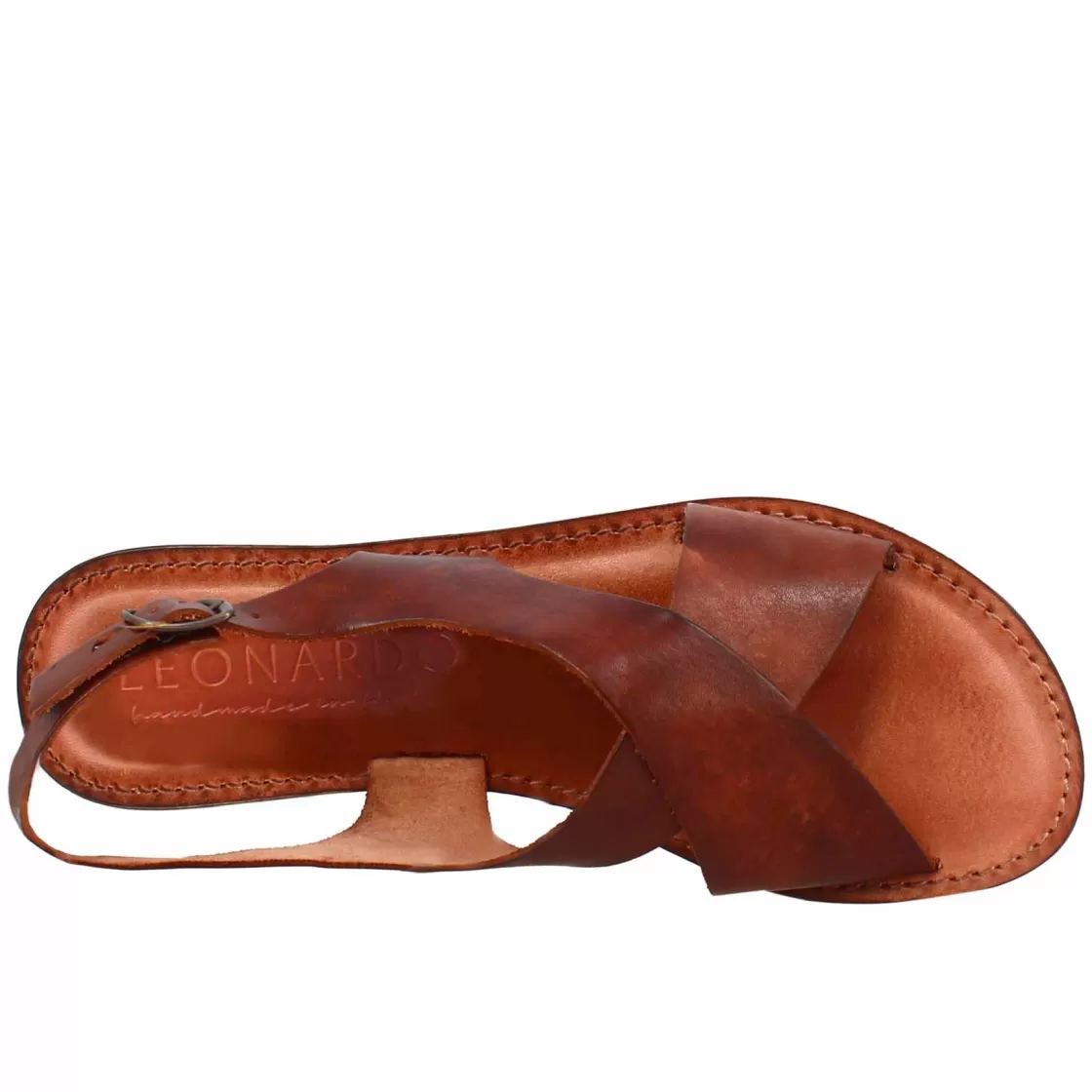 Store Leonardo Shoes Sandali Arcadia Da Donna Stile Romano Antico In Pelle Marrone