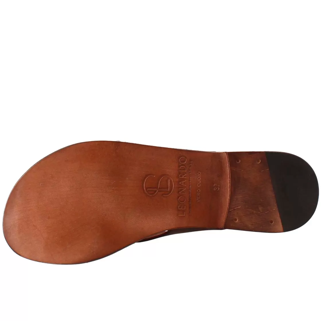 Store Leonardo Shoes Sandali Arcadia Da Donna Stile Romano Antico In Pelle Marrone