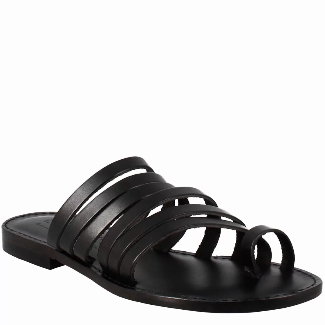 Outlet Leonardo Shoes Sandali Celestia Da Donna Stile Romano Antico In Pelle Colore Nero