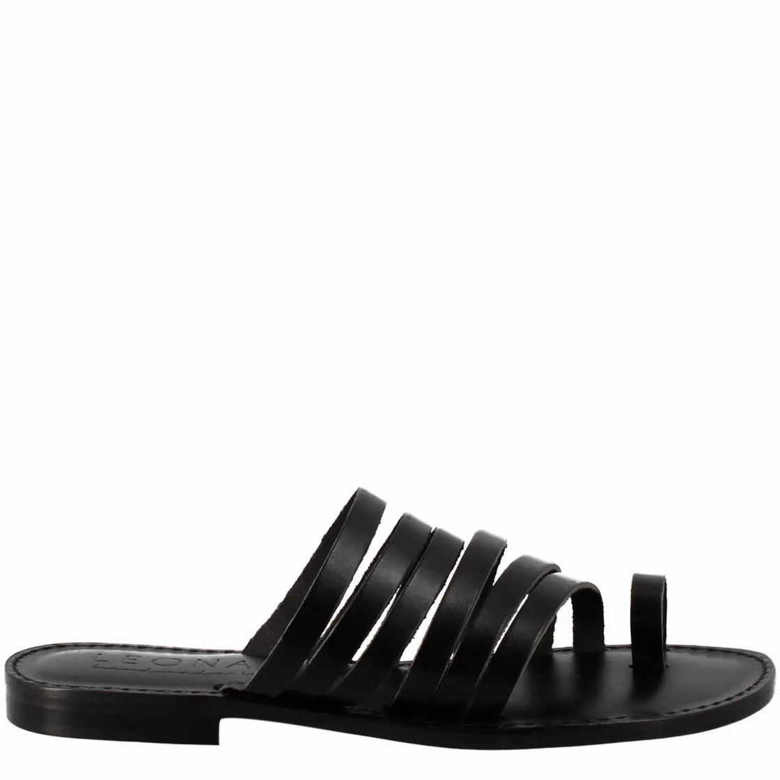 Outlet Leonardo Shoes Sandali Celestia Da Donna Stile Romano Antico In Pelle Colore Nero