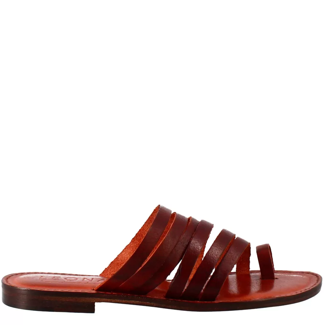 Sale Leonardo Shoes Sandali Celestia Da Donna Stile Romano Antico In Pelle Marrone