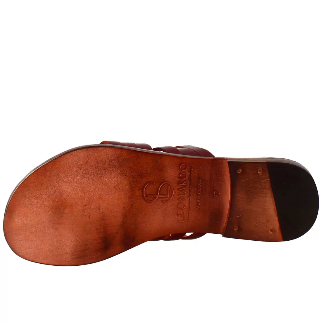 Sale Leonardo Shoes Sandali Celestia Da Donna Stile Romano Antico In Pelle Marrone