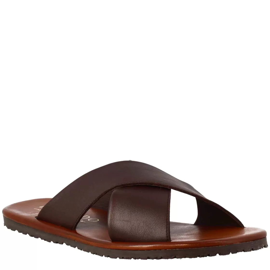 Discount Leonardo Shoes Sandali Ciabatta Con Fasce Incrociate Da Uomo Fatti A Mano In Pelle Marrone