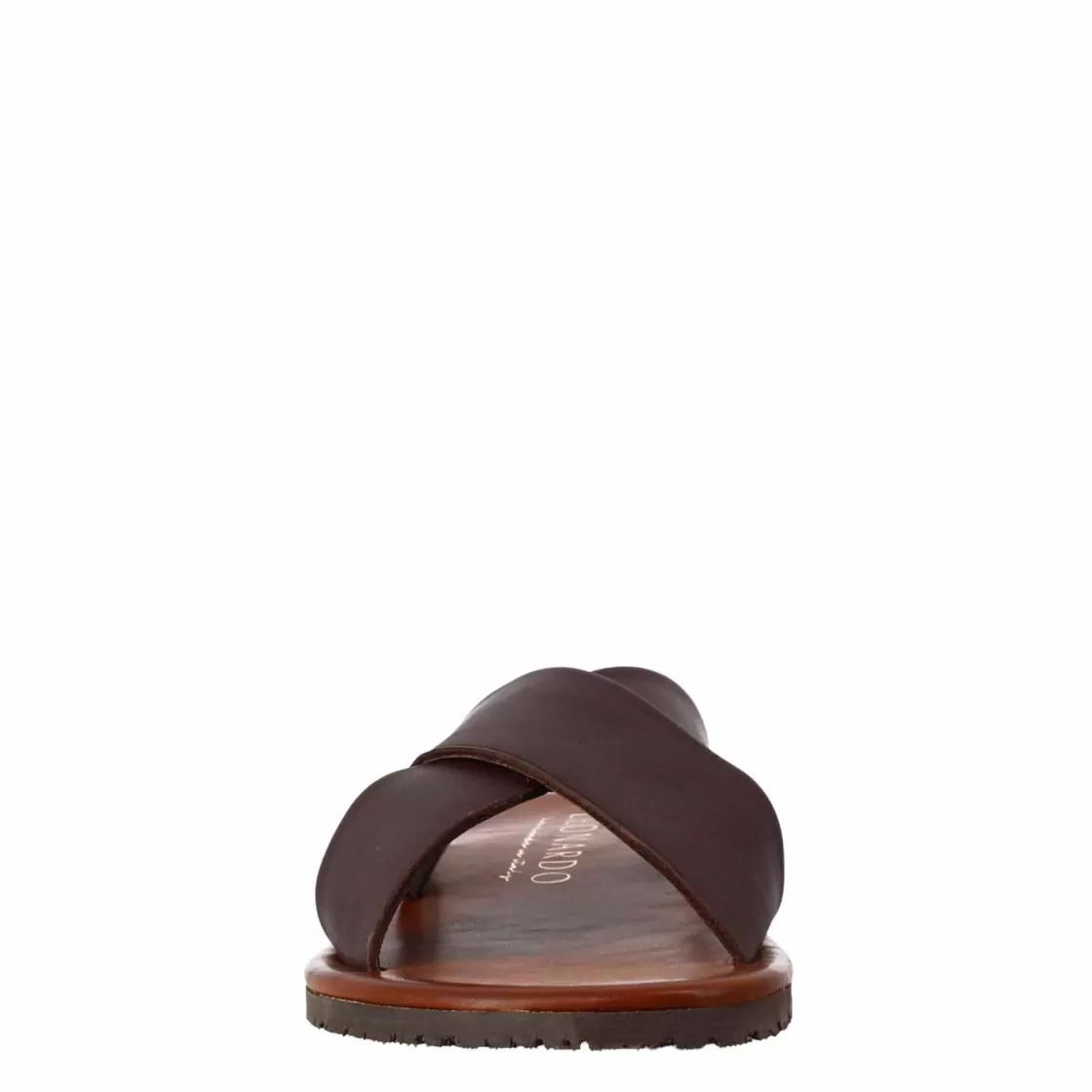 Discount Leonardo Shoes Sandali Ciabatta Con Fasce Incrociate Da Uomo Fatti A Mano In Pelle Marrone
