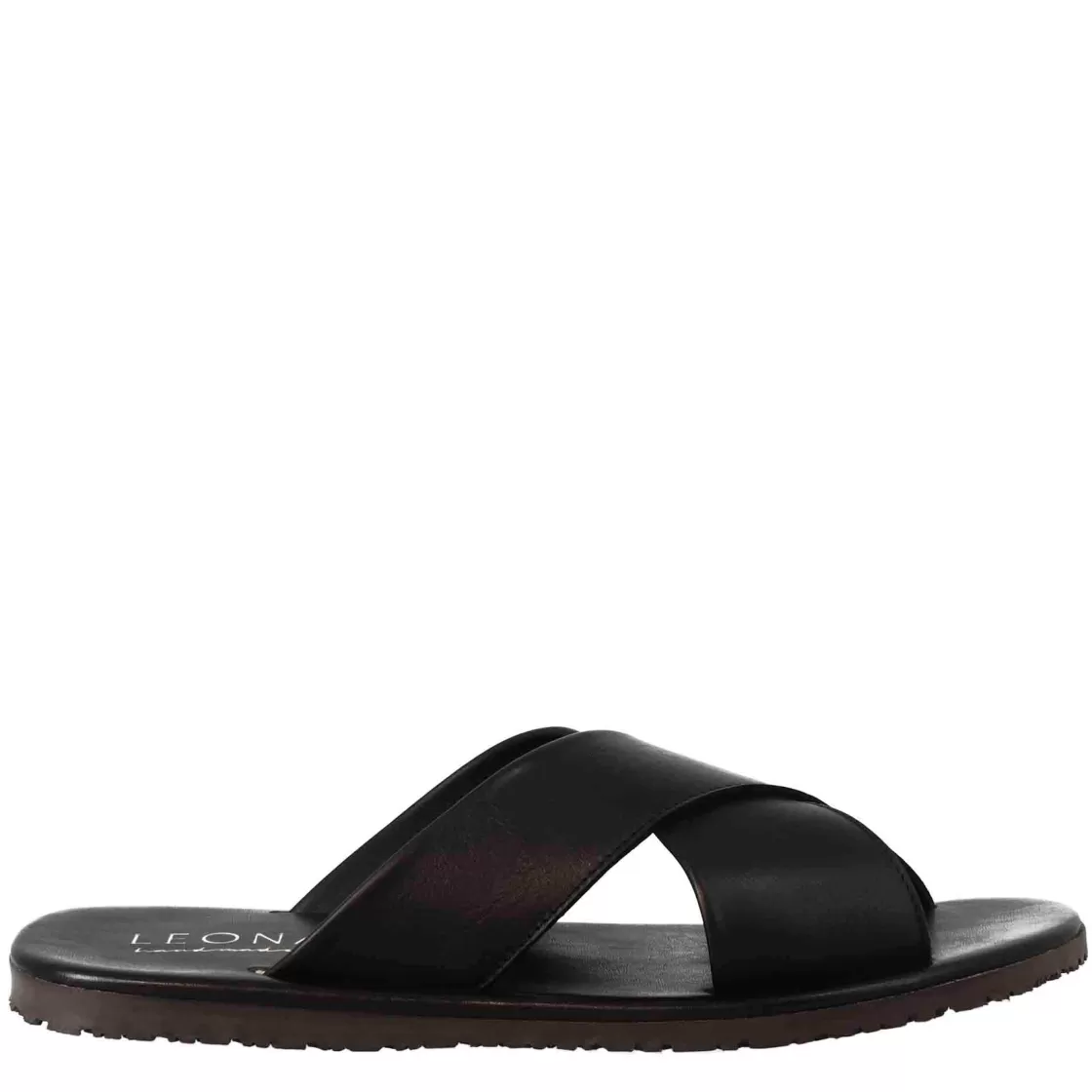 Cheap Leonardo Shoes Sandali Ciabatta Con Fasce Incrociate Da Uomo Fatti A Mano In Pelle Nera Nero