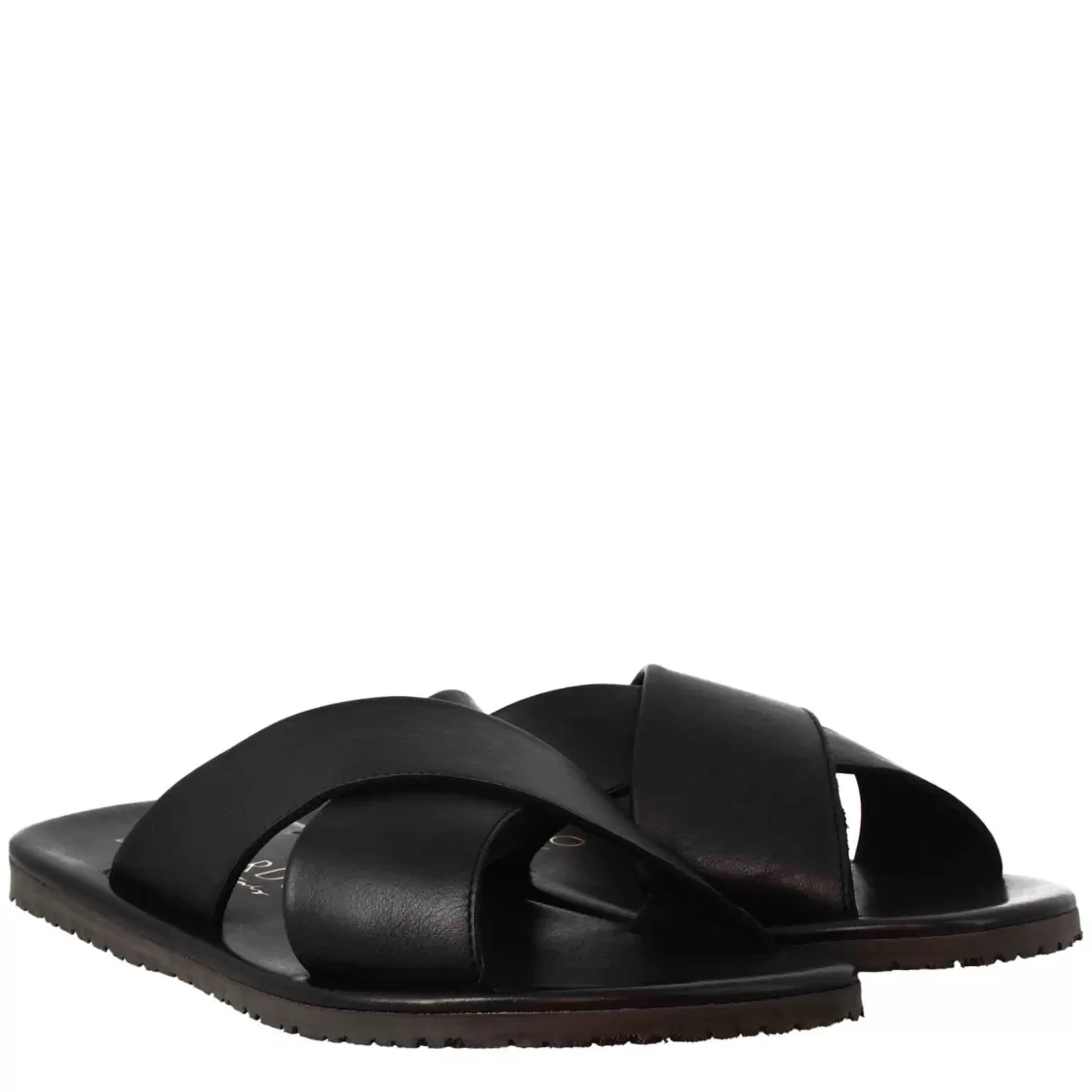 Cheap Leonardo Shoes Sandali Ciabatta Con Fasce Incrociate Da Uomo Fatti A Mano In Pelle Nera Nero