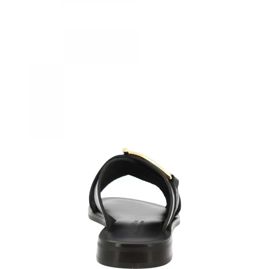 Outlet Leonardo Shoes Sandali Ciabatta Da Donna Fatti A Mano In Pelle Nera Con Fibbia Dorata Nero