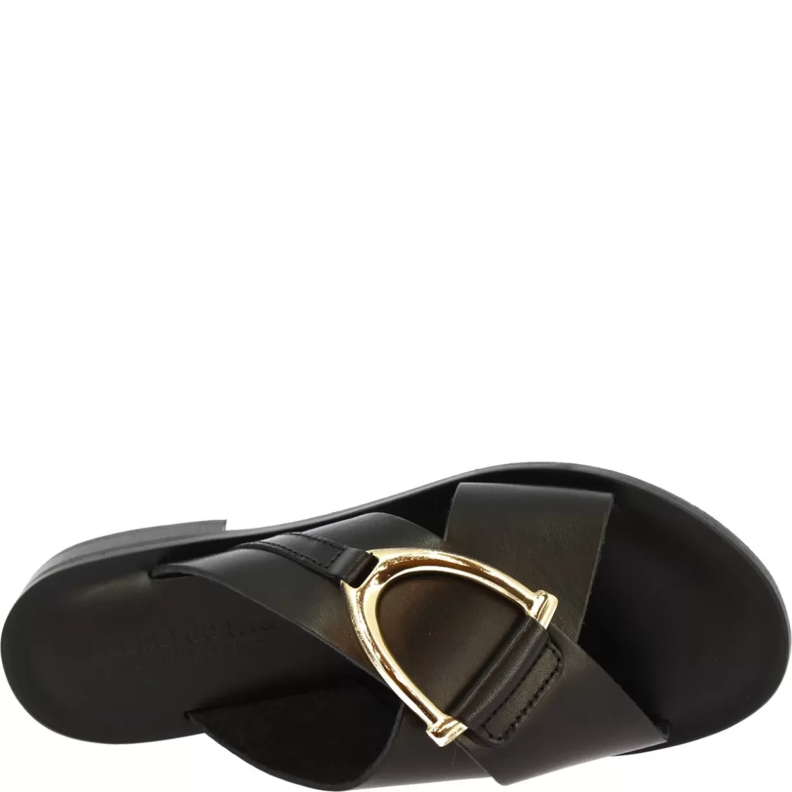 Outlet Leonardo Shoes Sandali Ciabatta Da Donna Fatti A Mano In Pelle Nera Con Fibbia Dorata Nero