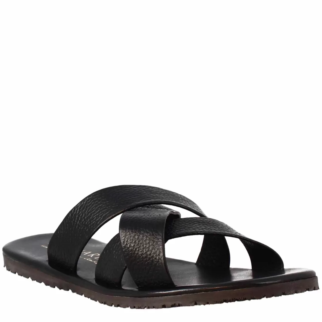 Cheap Leonardo Shoes Sandali Da Uomo Ciabatta Con Tre Fasce Incrociate Fatti A Mano In Pelle Nera Nero
