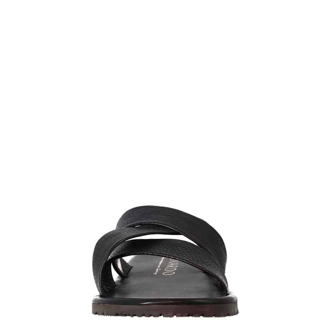 Cheap Leonardo Shoes Sandali Da Uomo Ciabatta Con Tre Fasce Incrociate Fatti A Mano In Pelle Nera Nero
