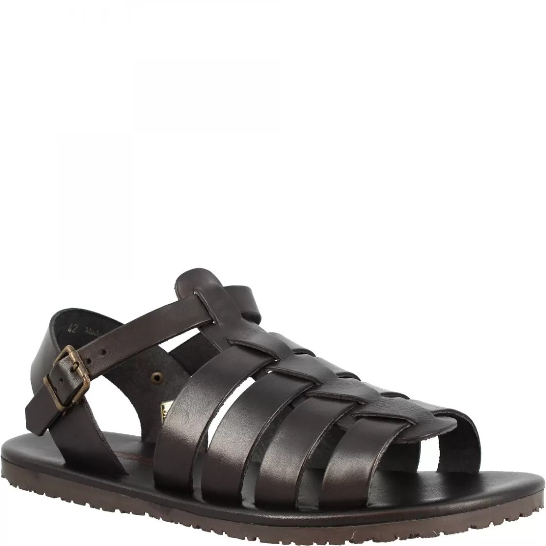 Sale Leonardo Shoes Sandali Da Uomo Con Fasce Fatti A Mano In Pelle Di Vitello Nera Chiusura Con Fibbia Nero