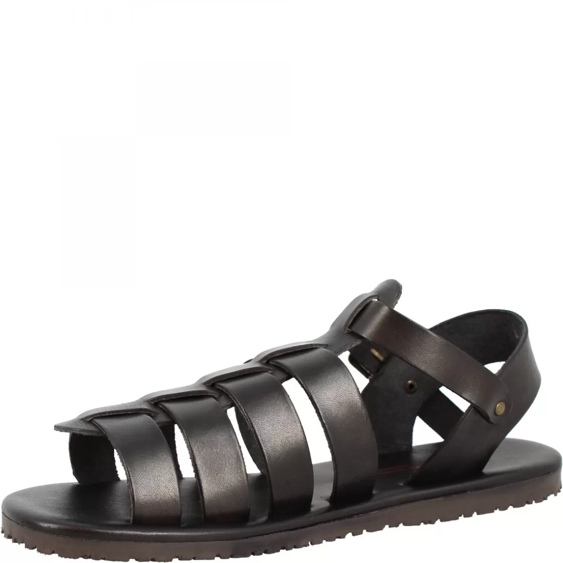 Sale Leonardo Shoes Sandali Da Uomo Con Fasce Fatti A Mano In Pelle Di Vitello Nera Chiusura Con Fibbia Nero