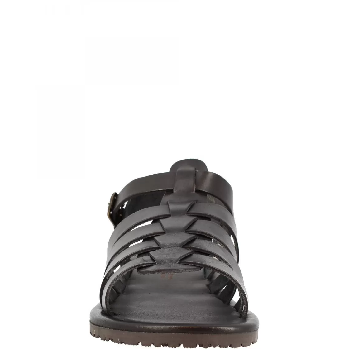 Sale Leonardo Shoes Sandali Da Uomo Con Fasce Fatti A Mano In Pelle Di Vitello Nera Chiusura Con Fibbia Nero