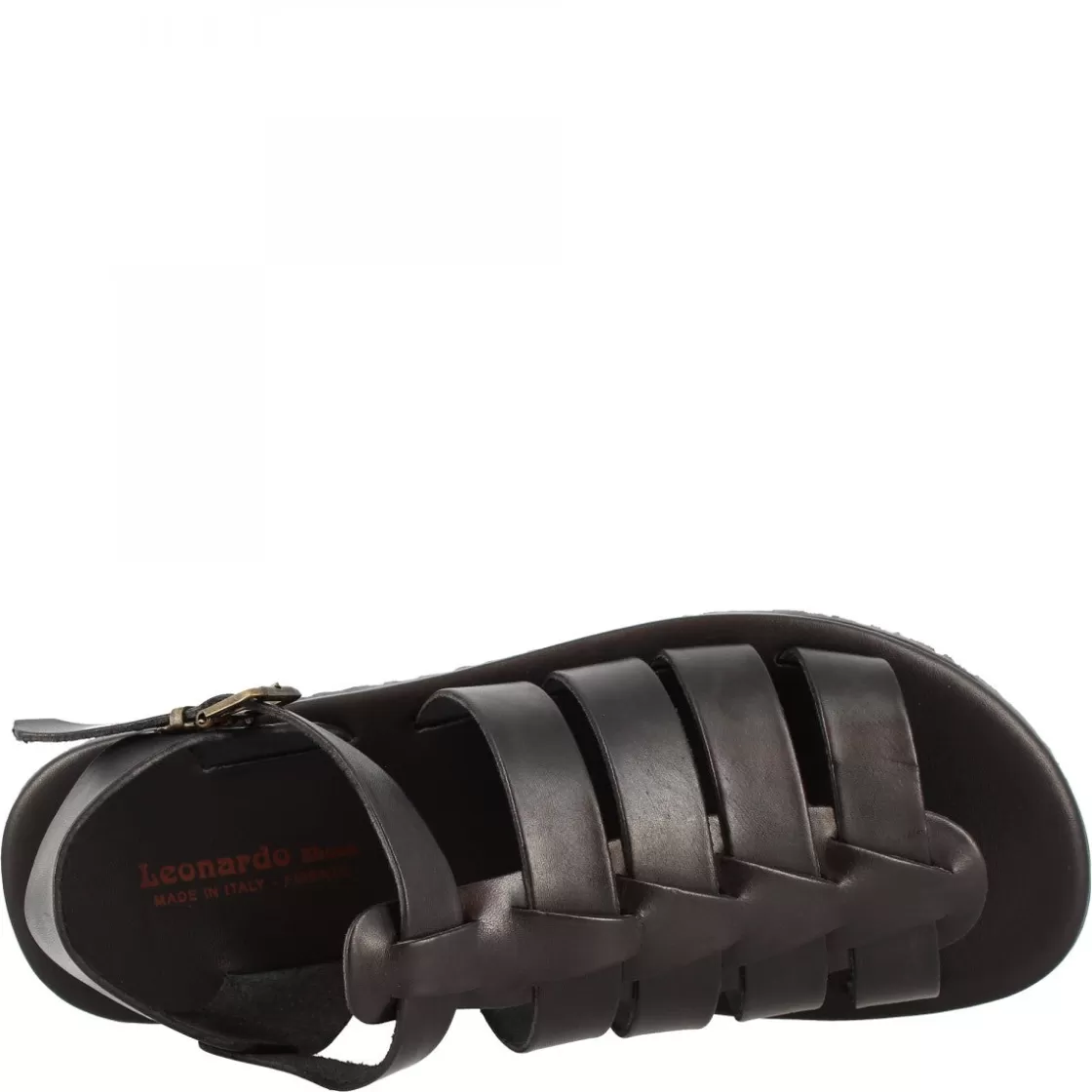 Sale Leonardo Shoes Sandali Da Uomo Con Fasce Fatti A Mano In Pelle Di Vitello Nera Chiusura Con Fibbia Nero