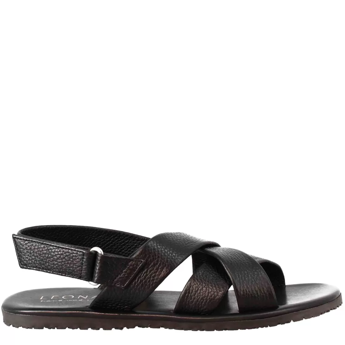 Discount Leonardo Shoes Sandali Da Uomo Fatti A Mano In Pelle Nera Chiusura Con Velcro Nero