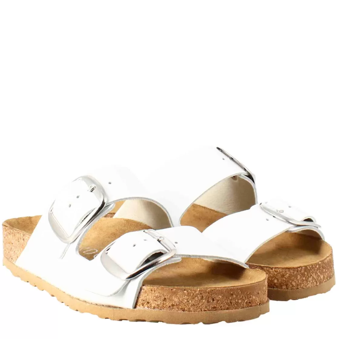 Online Leonardo Shoes Sandali Donna Doppia Fibbia In Pelle Colore Bianco