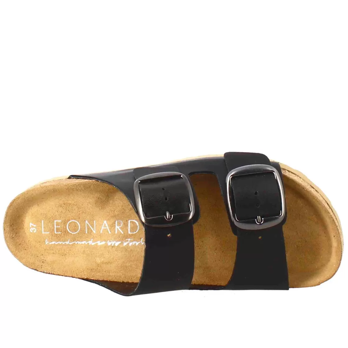 Hot Leonardo Shoes Sandali Donna Doppia Fibbia In Pelle Colore Nero