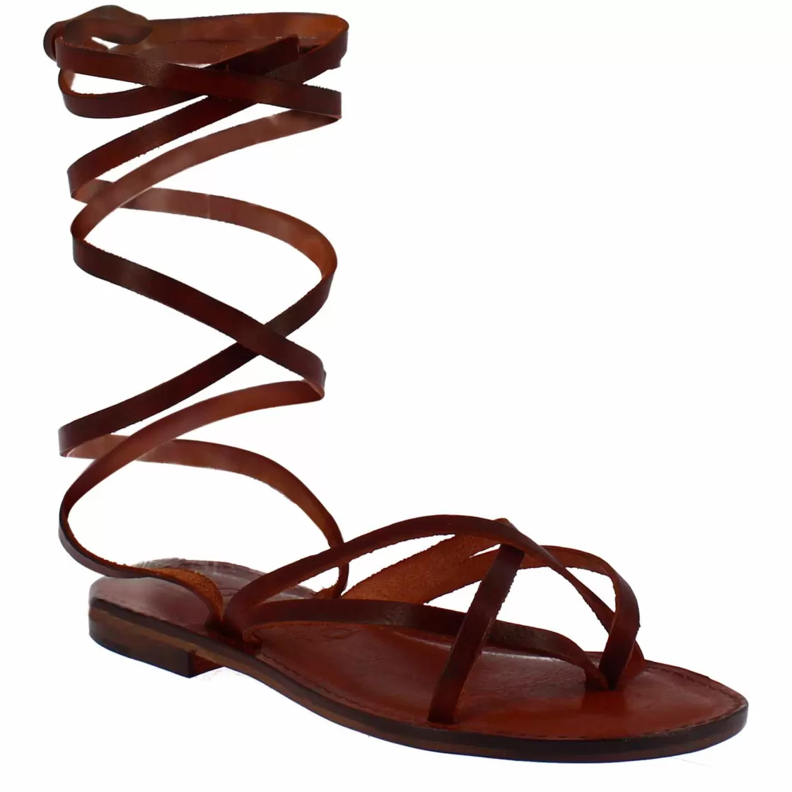 Clearance Leonardo Shoes Sandali Eclipse Da Donna Stile Romano Antico In Pelle Marrone