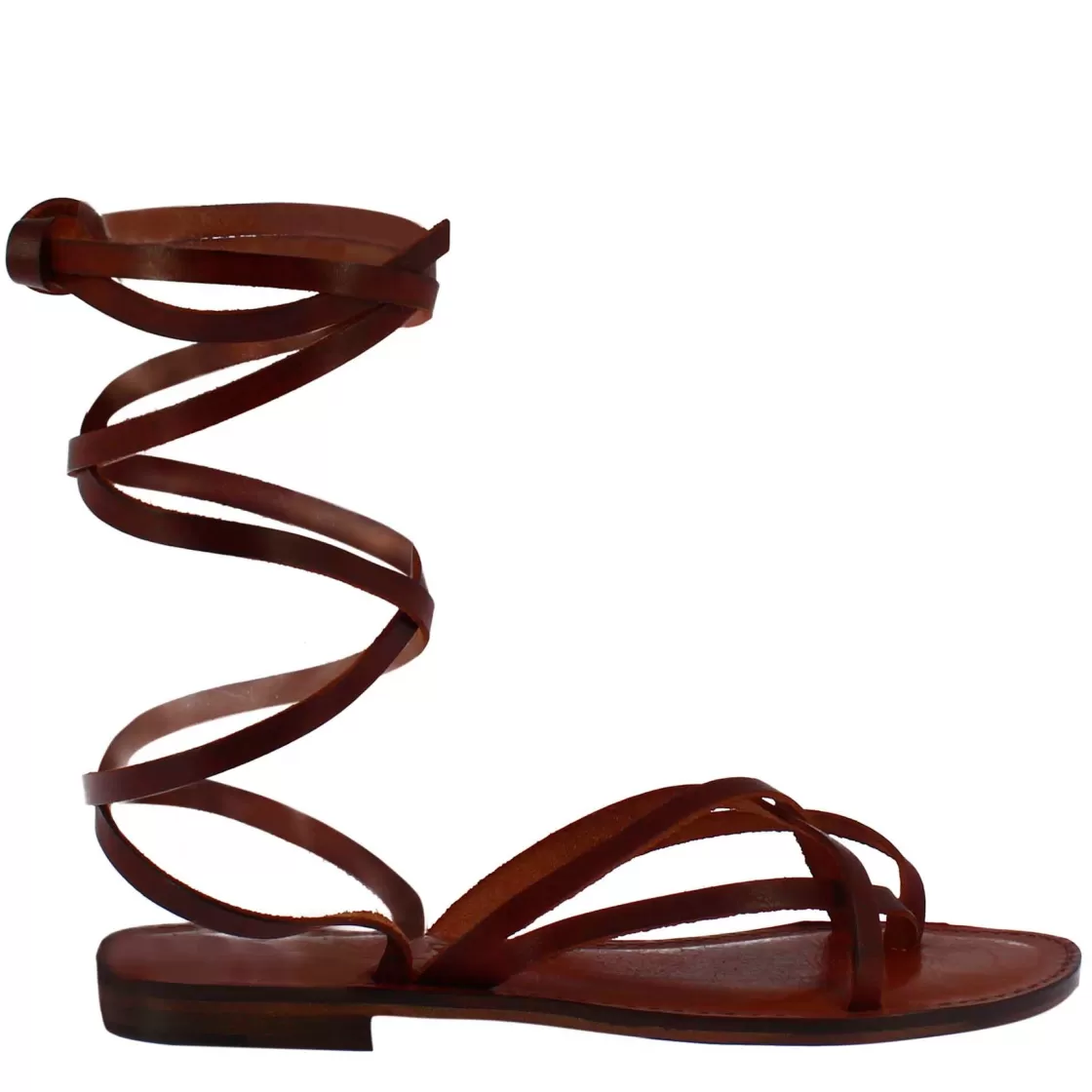 Clearance Leonardo Shoes Sandali Eclipse Da Donna Stile Romano Antico In Pelle Marrone