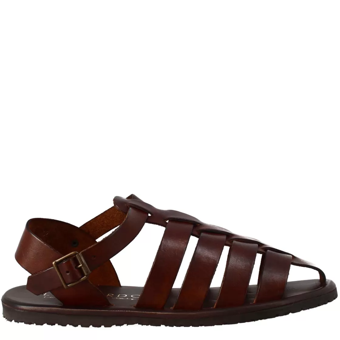 Sale Leonardo Shoes Sandali Francescani Da Uomo Fatti A Mano In Pelle Con Cinturino Alla Caviglia Marrone
