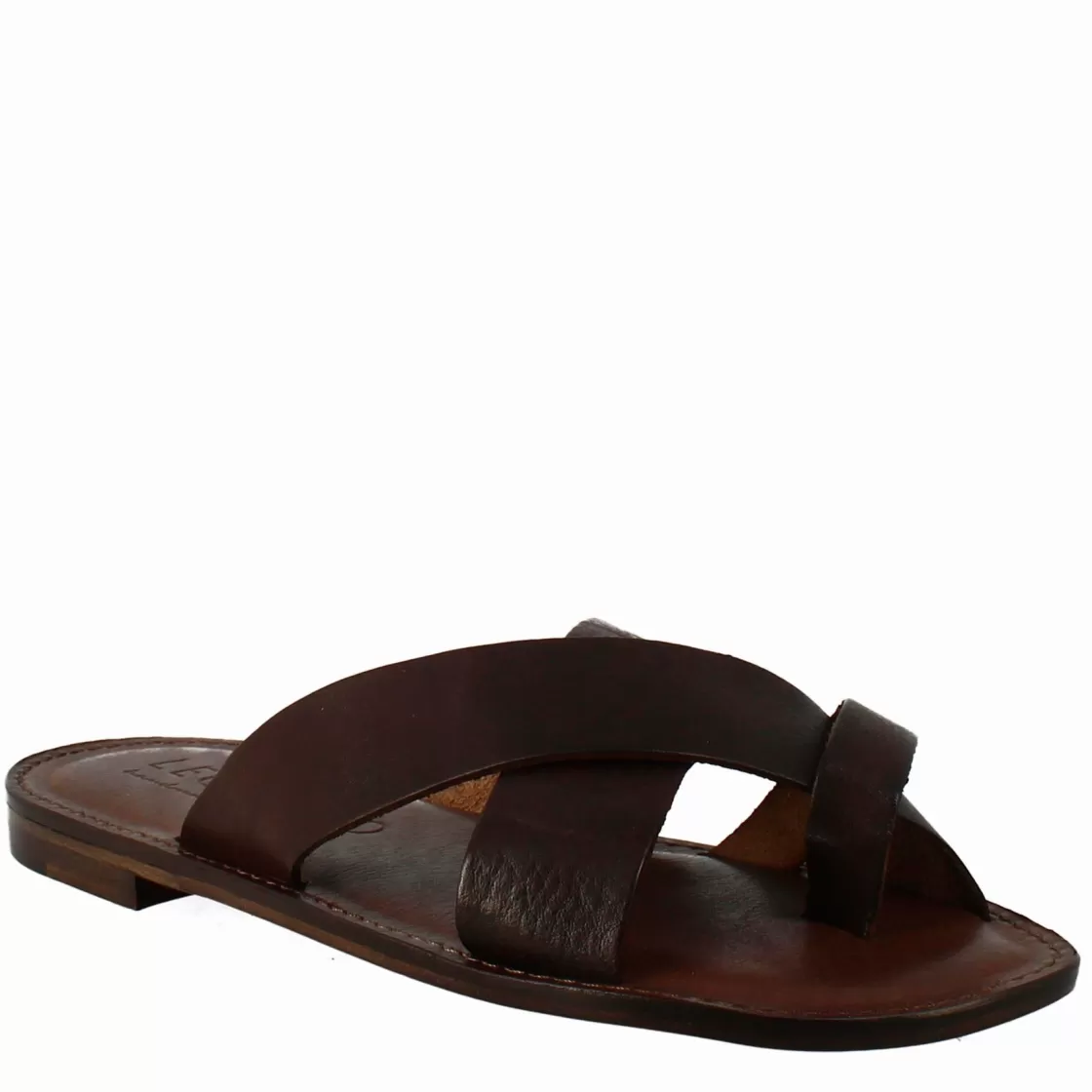 Best Sale Leonardo Shoes Sandali Gladiatore Da Uomo In Pelle Color Caffè Marrone