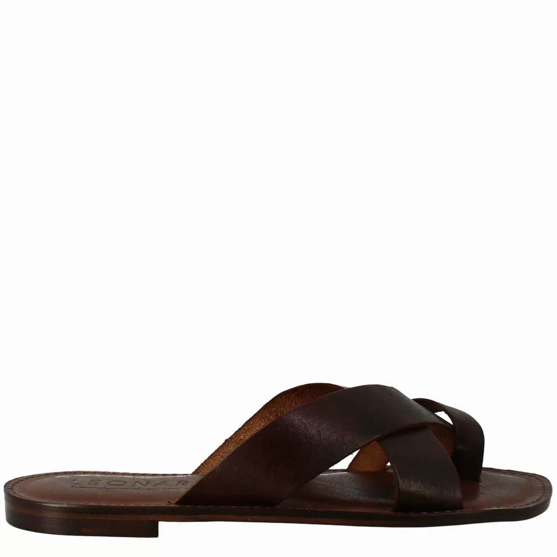 Best Sale Leonardo Shoes Sandali Gladiatore Da Uomo In Pelle Color Caffè Marrone