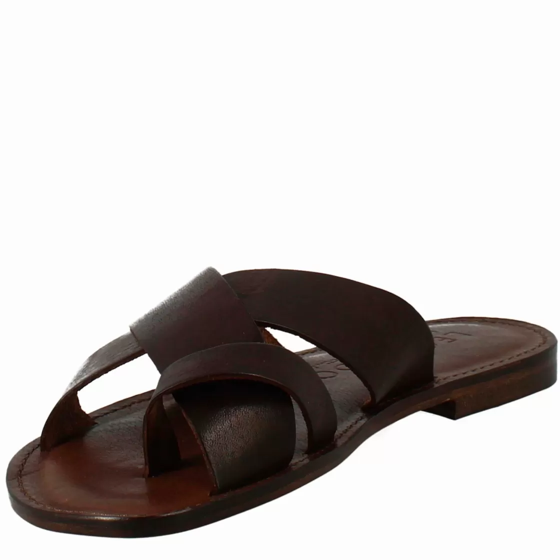 Best Sale Leonardo Shoes Sandali Gladiatore Da Uomo In Pelle Color Caffè Marrone