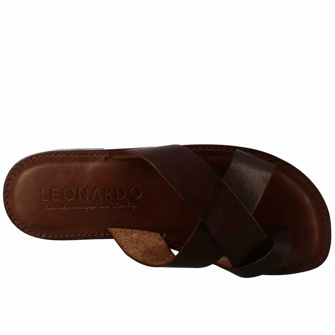 Best Sale Leonardo Shoes Sandali Gladiatore Da Uomo In Pelle Color Caffè Marrone