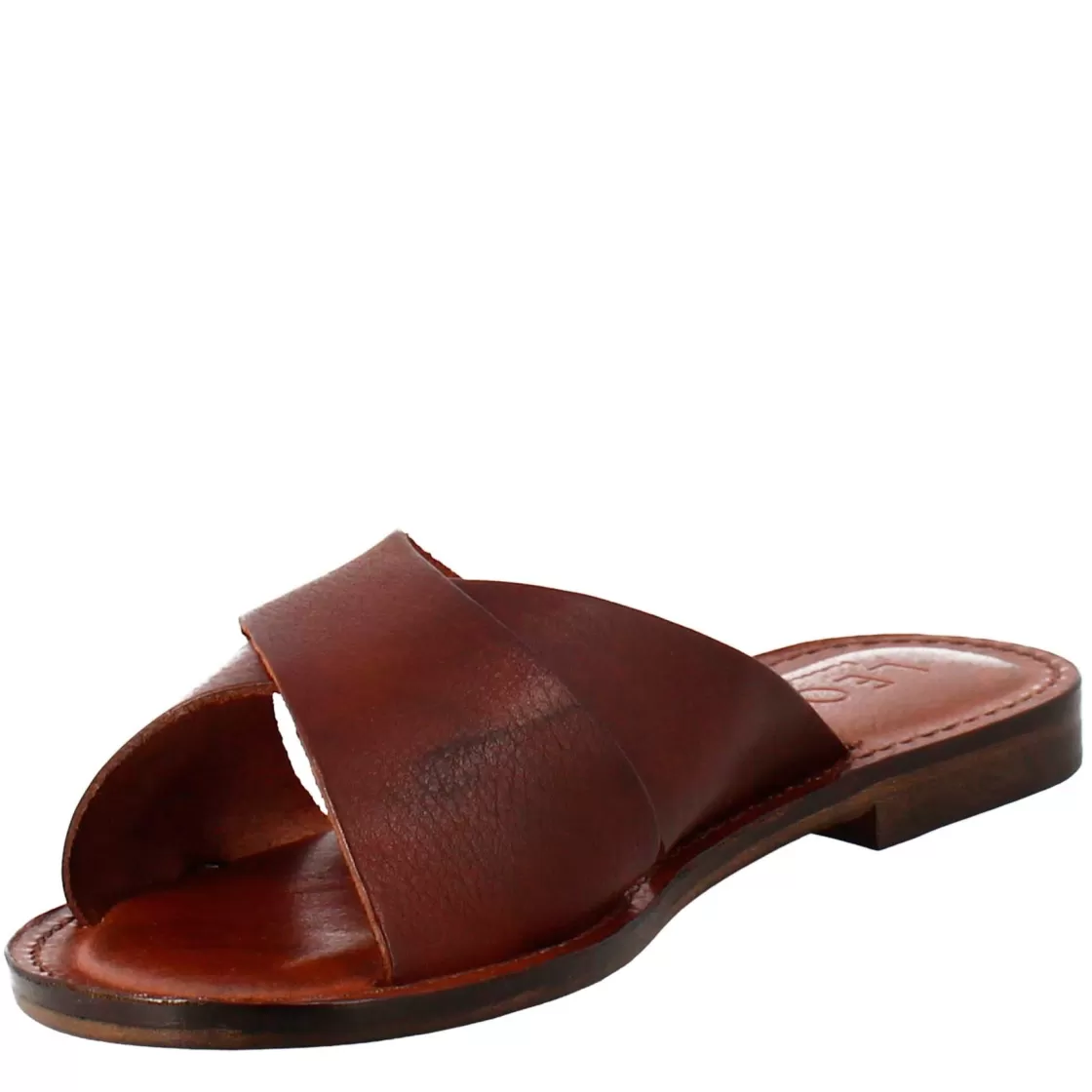 Shop Leonardo Shoes Sandali Incanto Da Donna Stile Romano Antico In Pelle Marrone