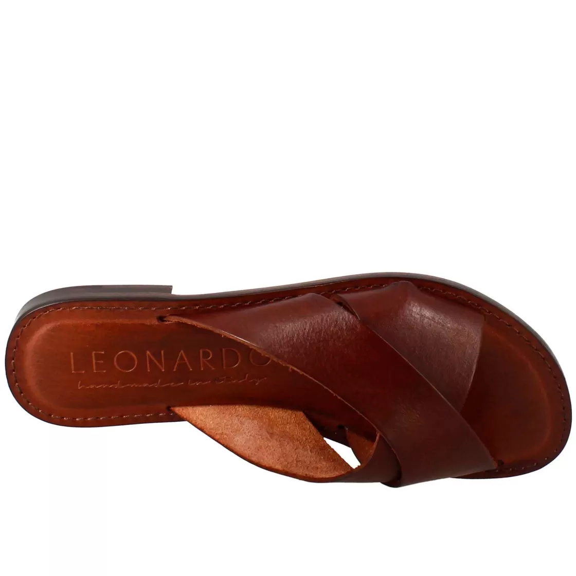 Shop Leonardo Shoes Sandali Incanto Da Donna Stile Romano Antico In Pelle Marrone
