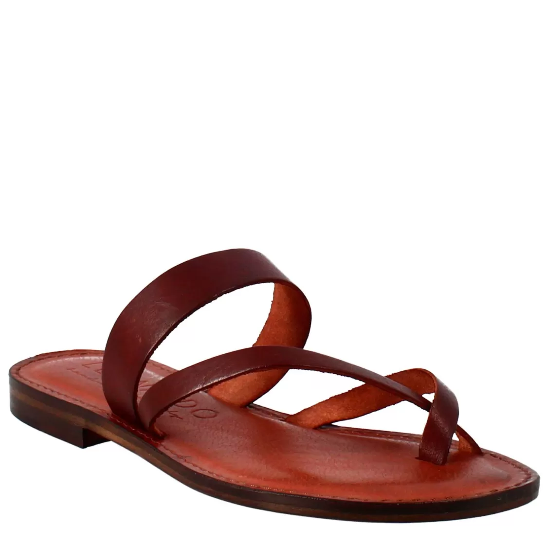 New Leonardo Shoes Sandali Nebula Da Donna Stile Romano Antico In Pelle Marrone