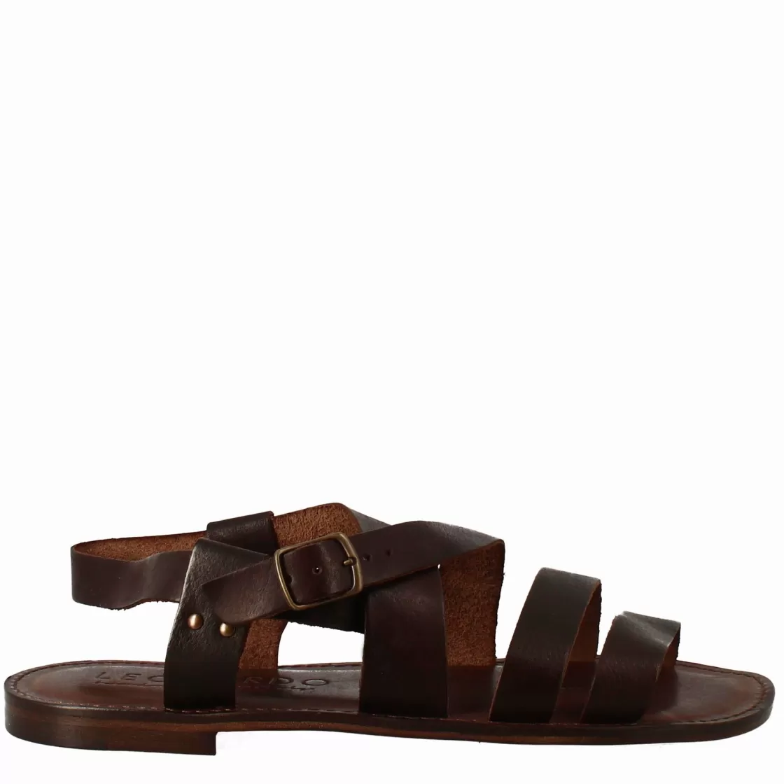 Online Leonardo Shoes Sandali Pisa Modello Gladiatore Da Uomo In Pelle Color Marrone