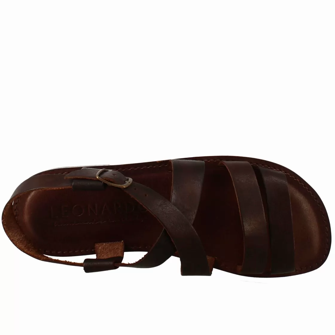 Online Leonardo Shoes Sandali Pisa Modello Gladiatore Da Uomo In Pelle Color Marrone