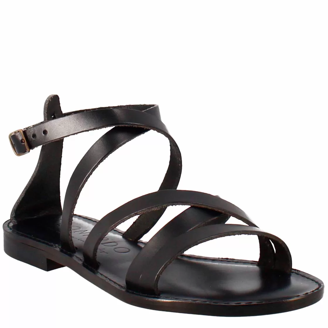 Store Leonardo Shoes Sandali Sinfonia Da Donna Stile Romano Antico In Pelle Colore Nero