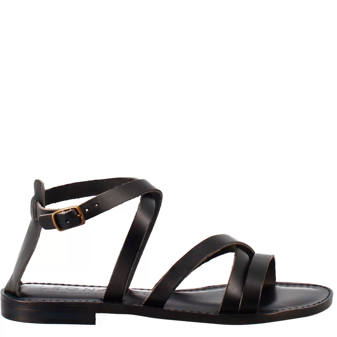 Store Leonardo Shoes Sandali Sinfonia Da Donna Stile Romano Antico In Pelle Colore Nero
