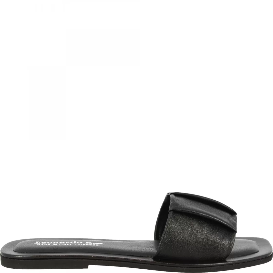 Flash Sale Leonardo Shoes Sandali Slip-on Da Donna Fascia Larga Con Pieghe Fatti A Mano In Nappa Nera Nero