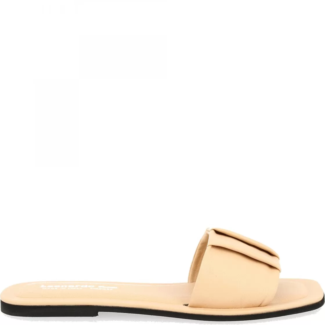 Cheap Leonardo Shoes Sandali Slip-on Fascia Larga Con Pieghe Da Donna Fatti A Mano In Nappa Nude Cipria