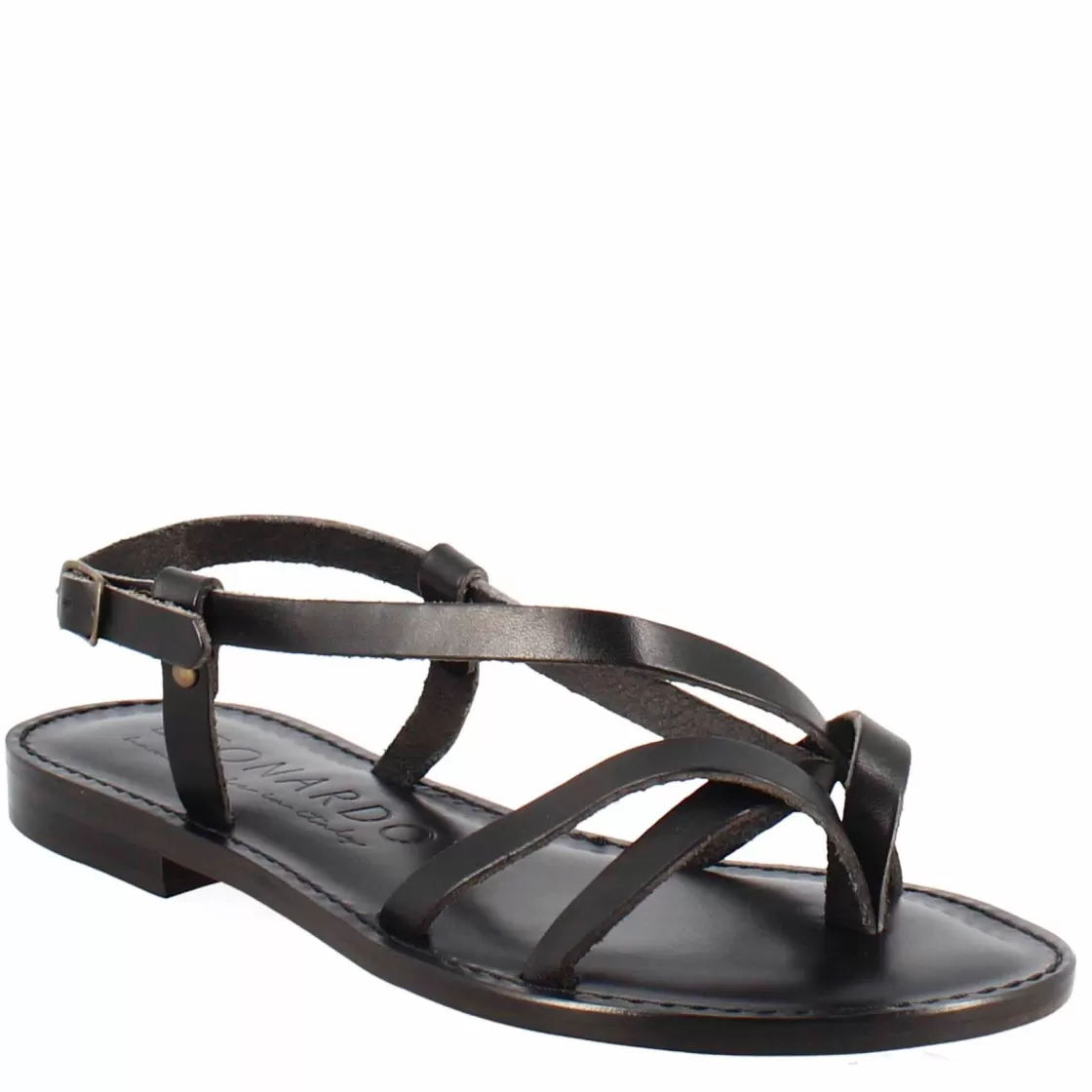 Shop Leonardo Shoes Sandali Solace Da Donna Stile Romano Antico In Pelle Colore Nero