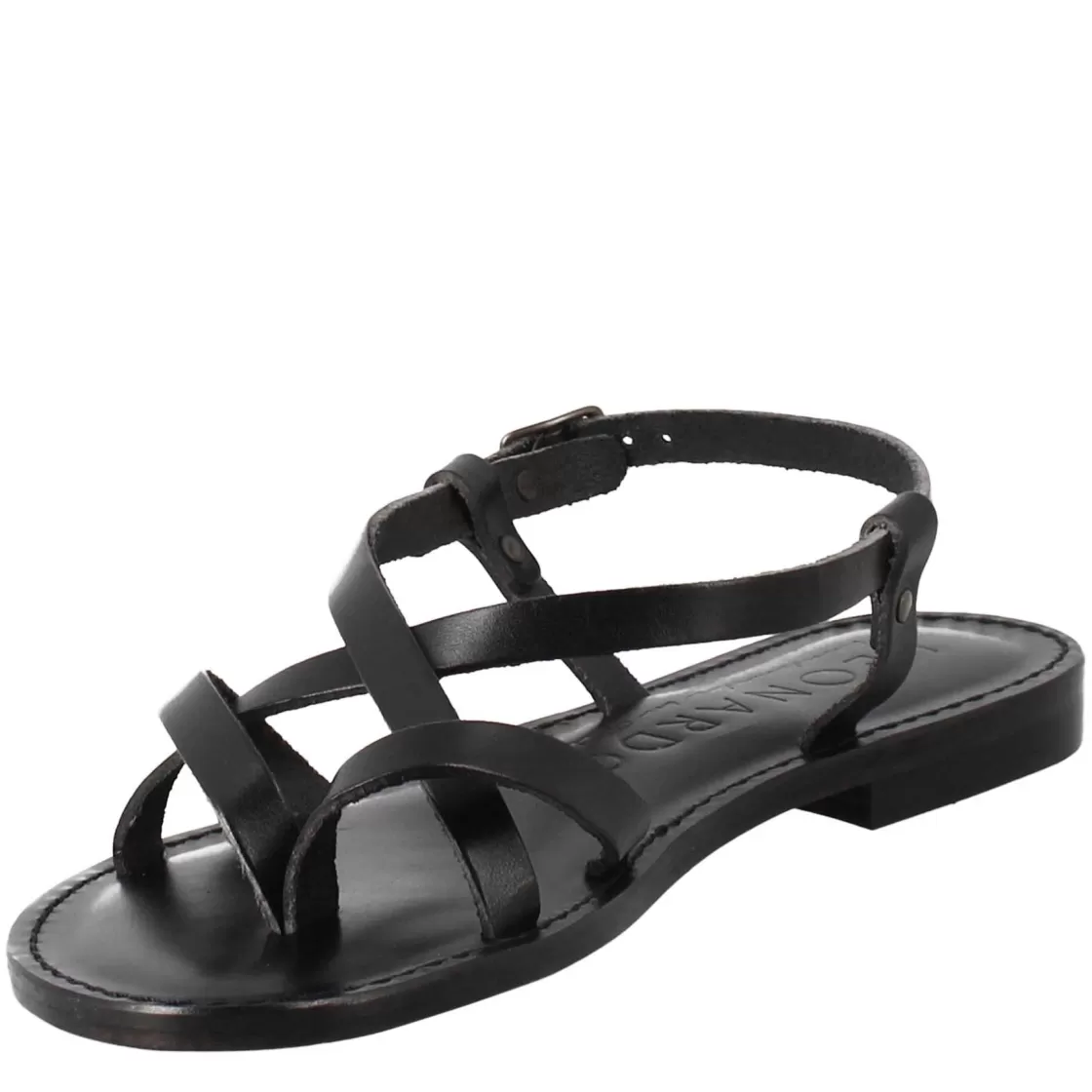 Shop Leonardo Shoes Sandali Solace Da Donna Stile Romano Antico In Pelle Colore Nero