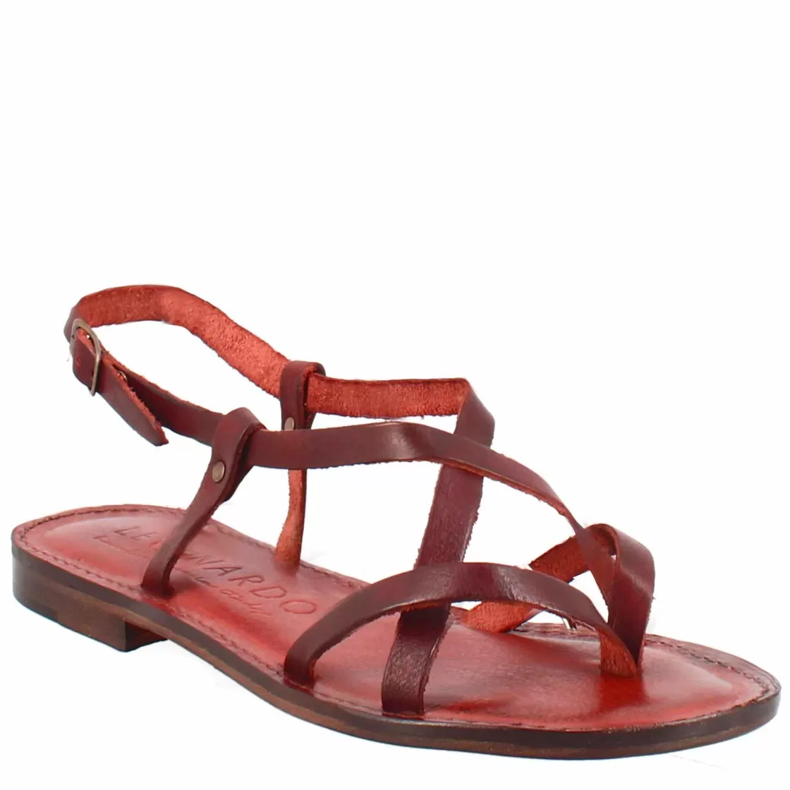 Best Leonardo Shoes Sandali Solace Da Donna Stile Romano Antico In Pelle Marrone