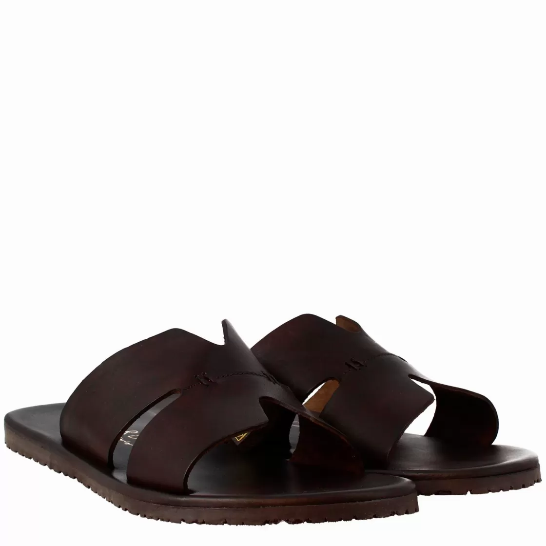 Cheap Leonardo Shoes Sandali Uomo A H In Pelle Colore Marrone Scuro