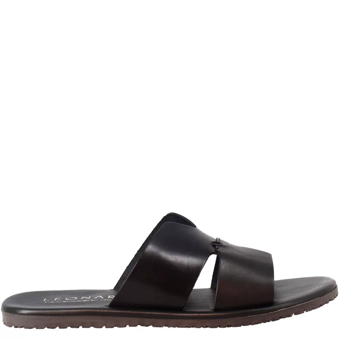 Outlet Leonardo Shoes Sandali Uomo A H In Pelle Colore Nero
