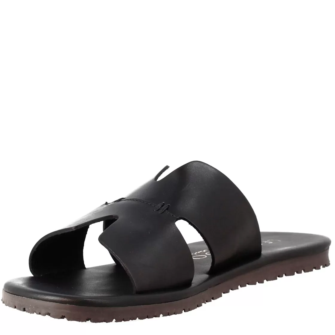 Outlet Leonardo Shoes Sandali Uomo A H In Pelle Colore Nero