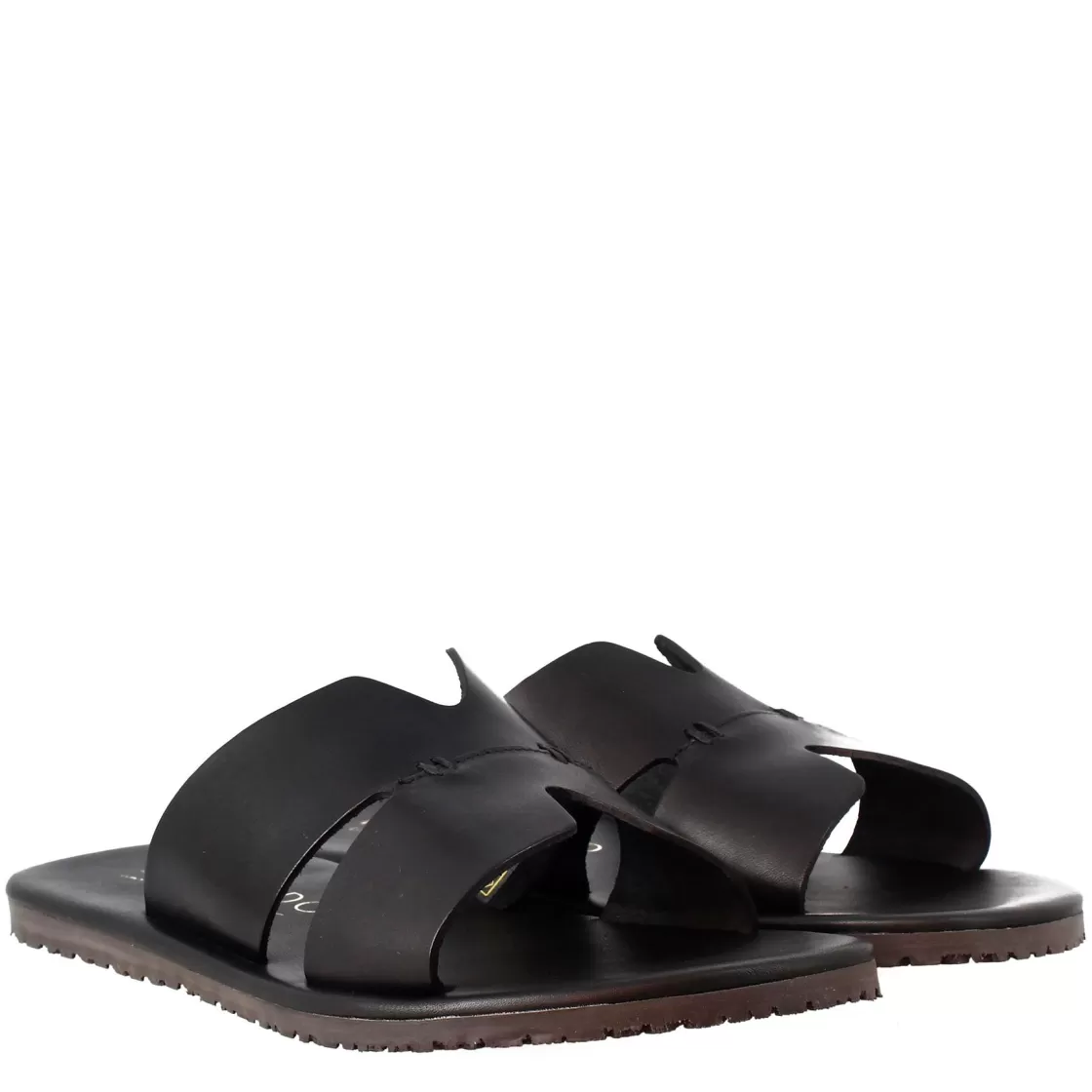 Outlet Leonardo Shoes Sandali Uomo A H In Pelle Colore Nero