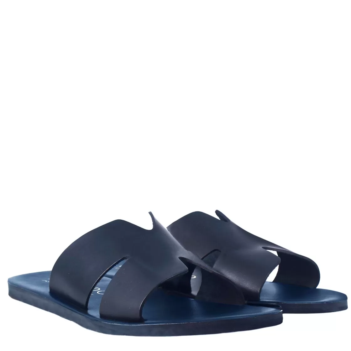 Sale Leonardo Shoes Sandali Uomo A H In Pelle Colore Fatti A Mano Blu