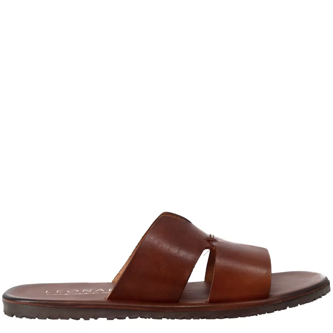 Discount Leonardo Shoes Sandali Uomo A H In Pelle Colore Marrone Marrone Chiaro