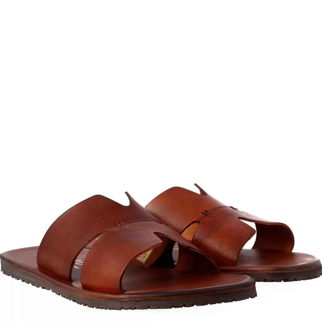 Discount Leonardo Shoes Sandali Uomo A H In Pelle Colore Marrone Marrone Chiaro
