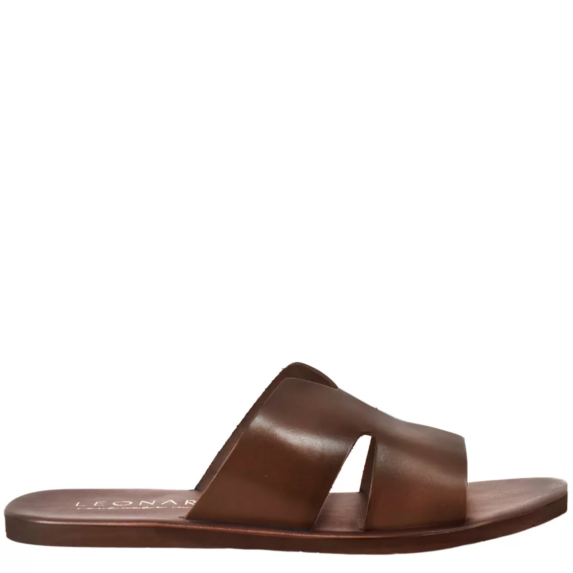 Outlet Leonardo Shoes Sandali Uomo A H In Pelle Colore Fatti A Mano Marrone