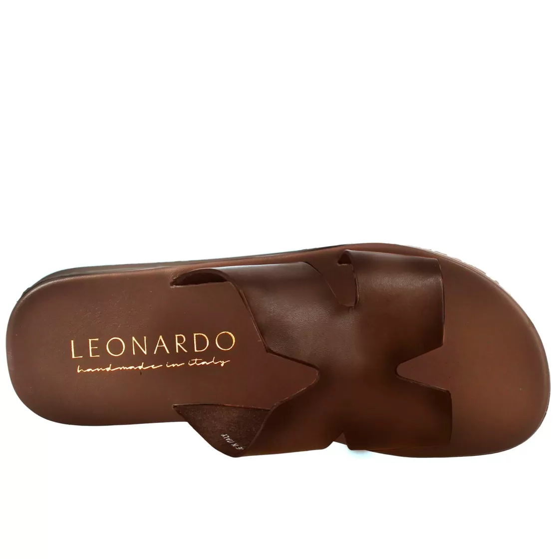 Outlet Leonardo Shoes Sandali Uomo A H In Pelle Colore Fatti A Mano Marrone