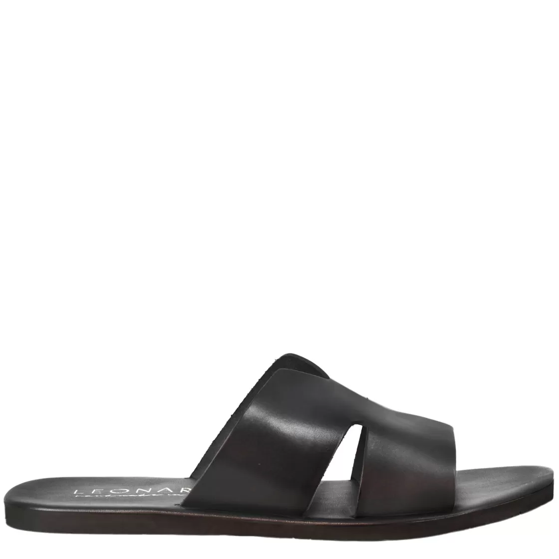 Fashion Leonardo Shoes Sandali Uomo A H In Pelle Colore Fatti A Mano Nero